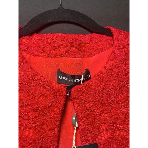 Elegant‎ Gio Guerreri Red Lace Blazer Top Size 44 - Picture 3 of 4